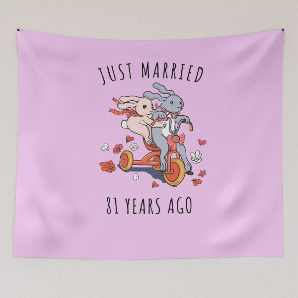 Item preview, Just Married 81 Years Ago - 81st Anniversary Couple Bunnies Tee, Phone Cases And Other Gifts designed and sold by MemWear.