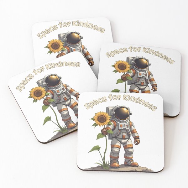 Item preview, Space for Kindness – Astronaut Holding Sunflower Minimalist Space Art designed and sold by Pixel--Threads.