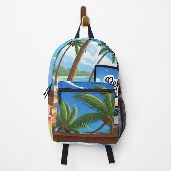 Item preview, Remote Life Paradise – Laptop on Beach Table Illustration designed and sold by 001Haiba.