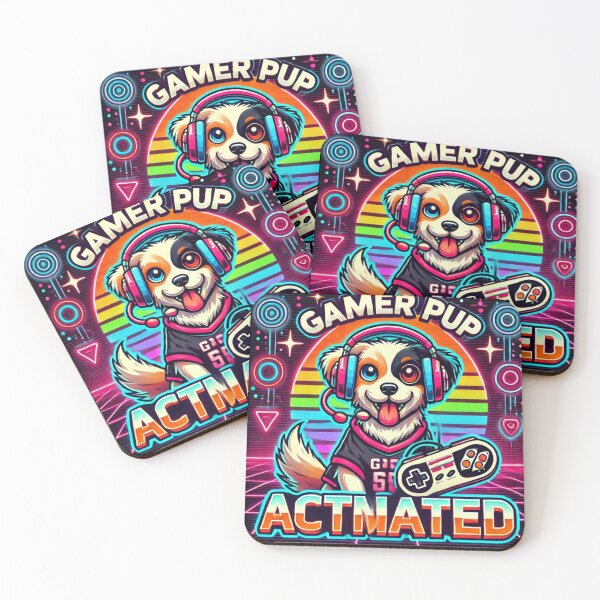 Item preview, Neon Gamer Pup with Retro Vibes designed and sold by purrfectprints2025 .