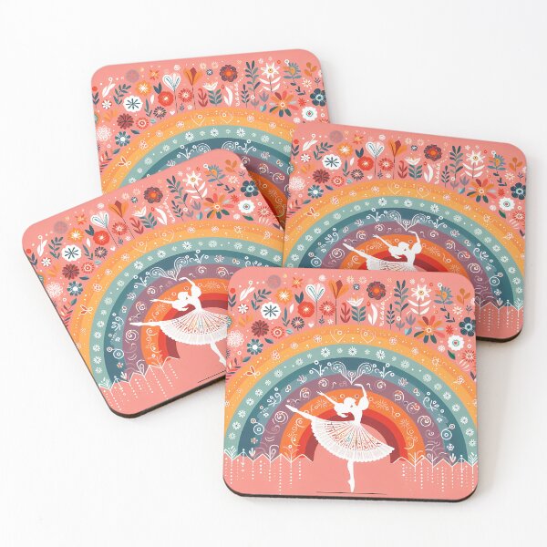Item preview, Joyful Ballerina - Energetic Dance with a Vibrant Rainbow - Scandinavian Folk Art by heidiannemorris © designed and sold by FOLK ART FUSION by heidiannemorris.