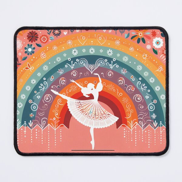 Item preview, Joyful Ballerina - Energetic Dance with a Vibrant Rainbow - Scandinavian Folk Art by heidiannemorris © designed and sold by FOLK ART FUSION by heidiannemorris.