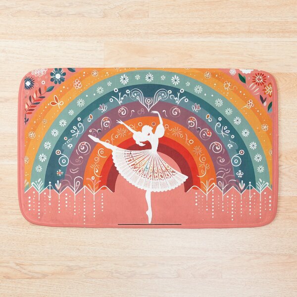 Item preview, Joyful Ballerina - Energetic Dance with a Vibrant Rainbow - Scandinavian Folk Art by heidiannemorris © designed and sold by FOLK ART FUSION by heidiannemorris.