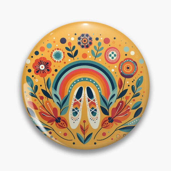 Item preview, Creative Ballet Slippers - Ornate Floral Wreath on Golden Yellow - Scandinavian Folk Art by heidiannemorris © designed and sold by FOLK ART FUSION by heidiannemorris.