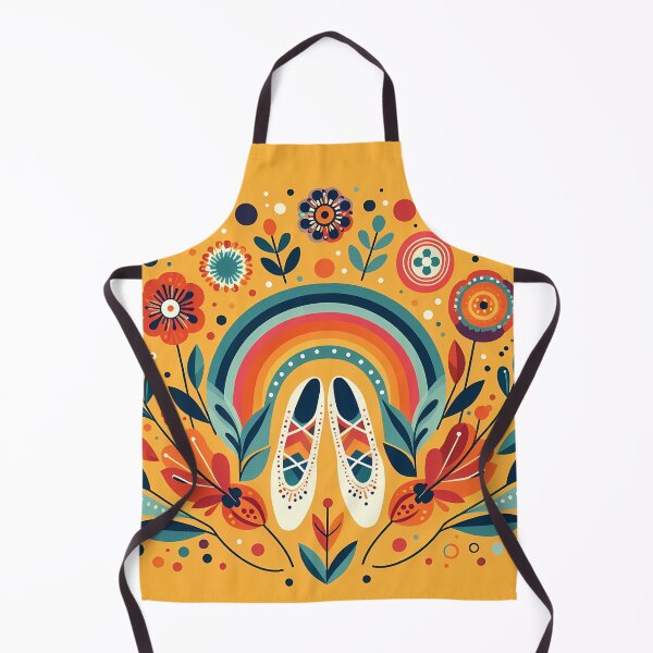 Artikelvorschau, Kreative Ballettschuhe – Verzierter Blumenkranz auf Goldgelb – Skandinavische Volkskunst von heidiannemorris © entworfen und verkauft von FOLK ART FUSION by heidiannemorris.