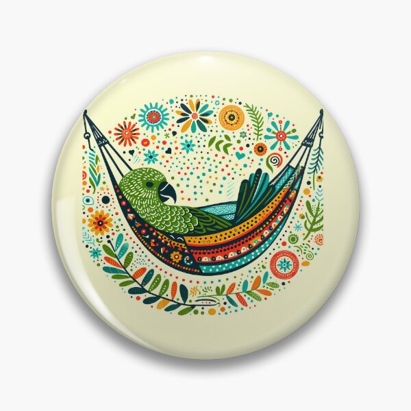 Item preview, Relaxing Kakapo Parrot - Folk Art Vibrant Hammock - Hope for Wildlife by heidiannemorris © designed and sold by FOLK ART FUSION by heidiannemorris.
