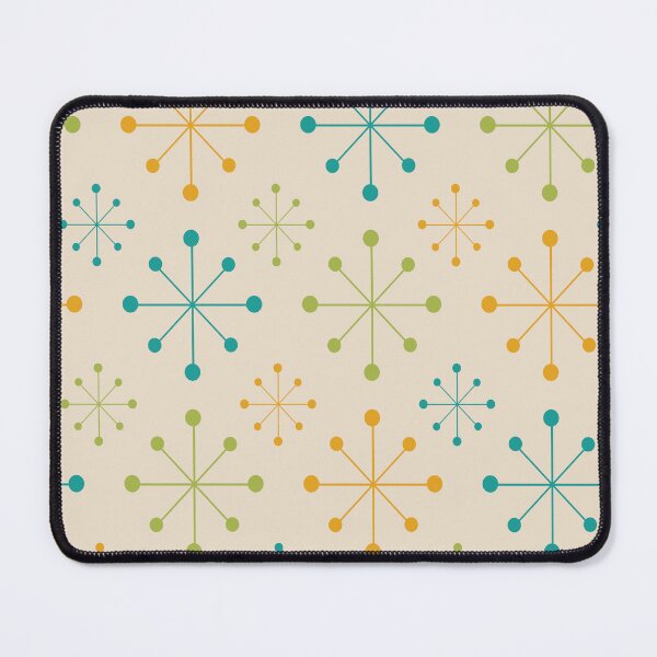 Item preview, Mid Century Atomic Stars in Orange, Green and Teal Pattern on Beige  designed and sold by Yasminepatterns .