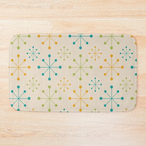 Item preview, Mid Century Atomic Stars in Orange, Green and Teal Pattern on Beige  designed and sold by Yasminepatterns .