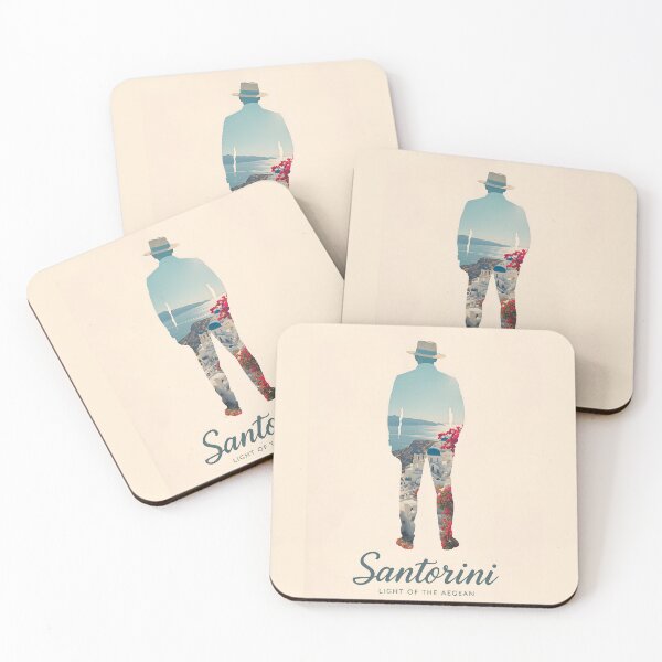 Item preview, Santorini Greece Silhouette Double Exposure Vintage Travel Art designed and sold by Ceemko's Vintage Corner.