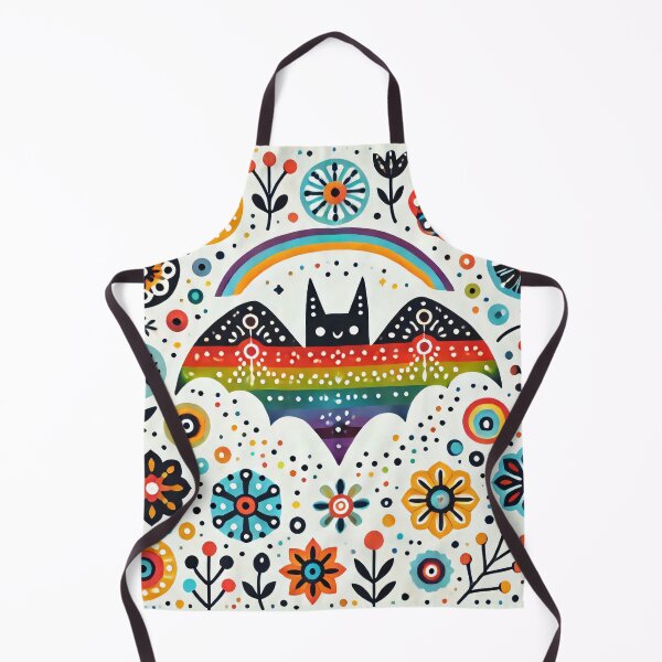 Item preview, Dreamy Folk Art Bat - Ornate Arching Rainbow Floral - Scandinavian Folk Art by heidiannemorris © designed and sold by FOLK ART FUSION by heidiannemorris.