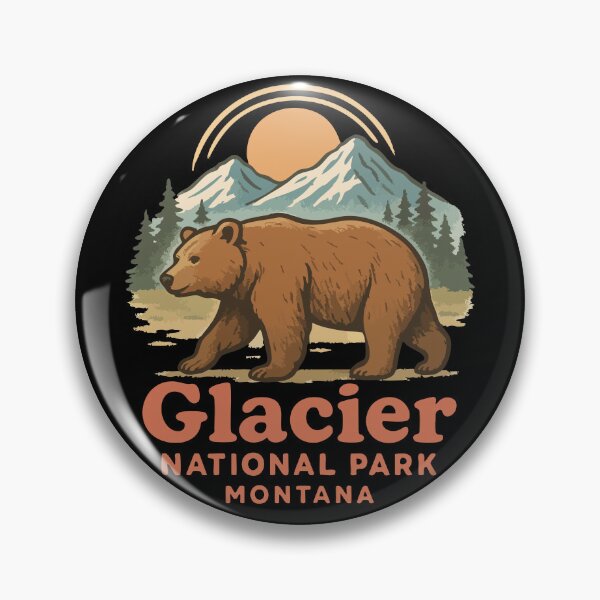 Item preview, Glacier National Park Montana Bear Retro designed and sold by TomFrontierArt.