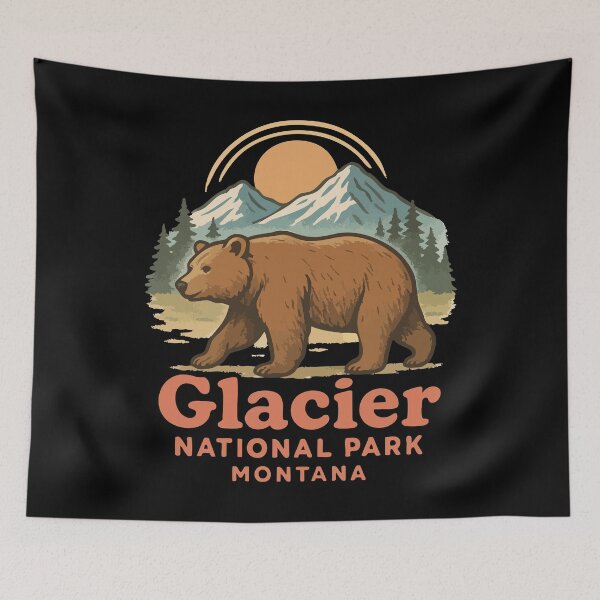 Item preview, Glacier National Park Montana Bear Retro designed and sold by TomFrontierArt.