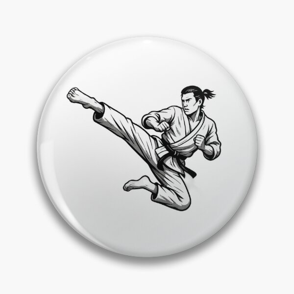 Item preview, Flying Side Kick Karate Illustration – Martial Arts Black Belt Design designed and sold by DojoVibe.