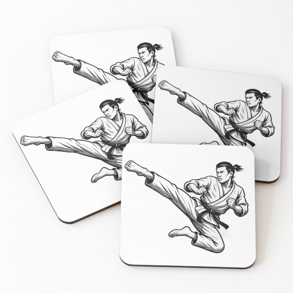 Item preview, Flying Side Kick Karate Illustration – Martial Arts Black Belt Design designed and sold by DojoVibe.