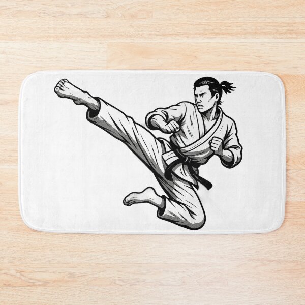 Item preview, Flying Side Kick Karate Illustration – Martial Arts Black Belt Design designed and sold by DojoVibe.