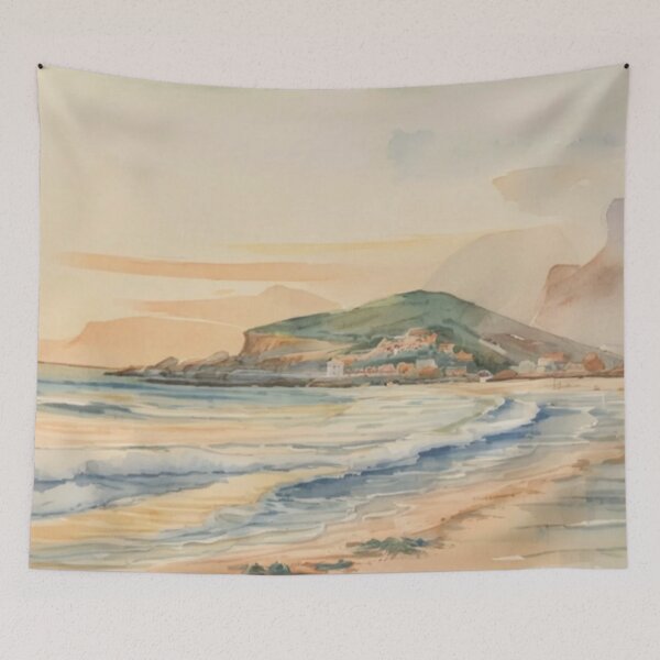 Item preview, A walk to Burgh Island（watercolour + AI） designed and sold by artsmeow.