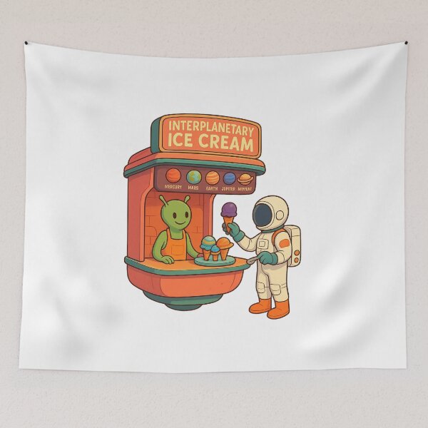 Item preview, Intergalactic Ice Cream Stand: Astronaut & Alien Scoop the Cosmos designed and sold by HEERMANArt.
