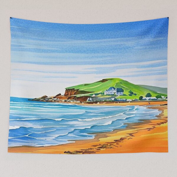 Item preview, A walk to Burgh Island（watercolour + AI） designed and sold by artsmeow.