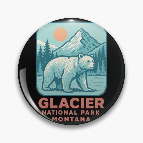 Item preview, Glacier National Park Montana Bear Retro Vintage designed and sold by TomFrontierArt.