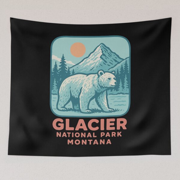 Item preview, Glacier National Park Montana Bear Retro Vintage designed and sold by TomFrontierArt.