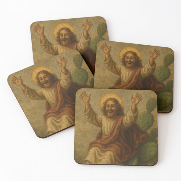 Item preview, Jesus Joyfully Sliding Down Prickly Pear Cactus Leaves – Renaissance-Style Painting designed and sold by BloomOfDesign.