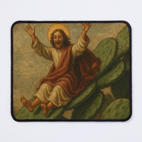 Item preview, Jesus Joyfully Sliding Down Prickly Pear Cactus Leaves – Renaissance-Style Painting designed and sold by BloomOfDesign.