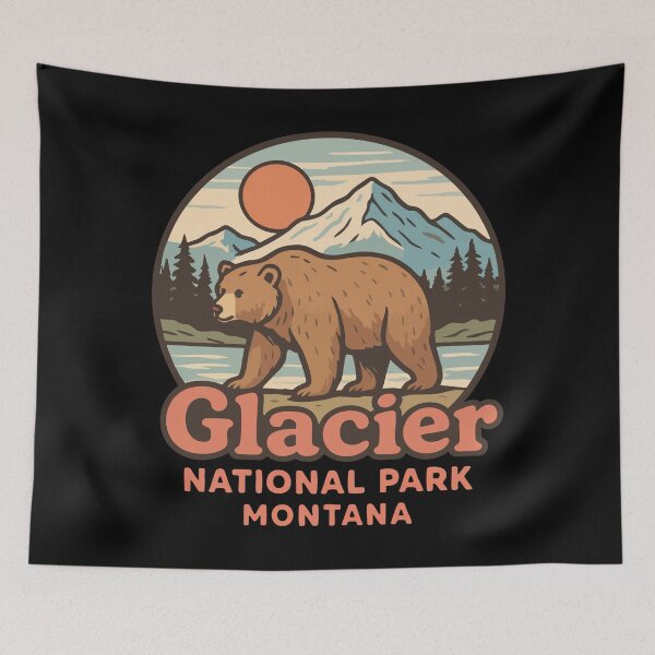 Item preview, Glacier National Park Bear Retro designed and sold by TomFrontierArt.