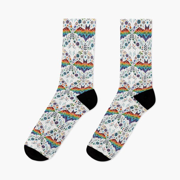 Item preview, Energetic Folk Art Bat - Bold Rainbow and Floral Burst - Scandinavian Folk Art by heidiannemorris © designed and sold by FOLK ART FUSION by heidiannemorris.