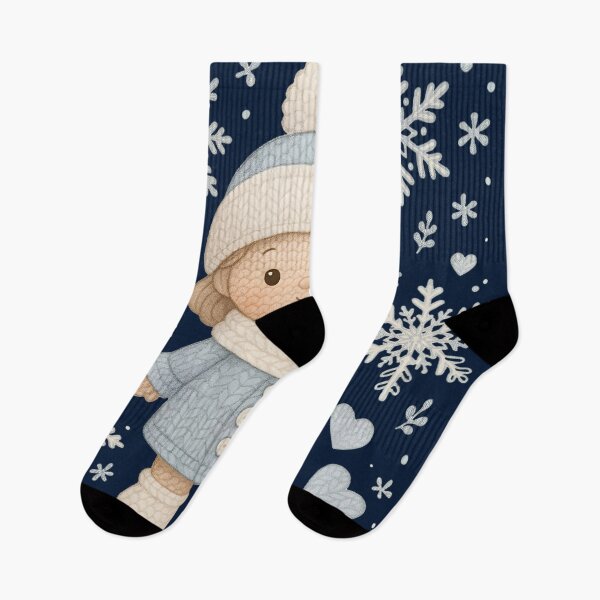 Item preview, Whimsical Winter Crochet Baby Doll Vector – Cozy Snowflakes & Knitted Hearts Pattern designed and sold by MAGICKEY2024.