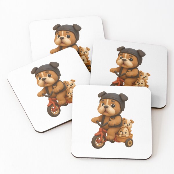 Item preview, "Trike Ride with Dad" - Biker Bulldog & Pups Father's Day Design designed and sold by Moons Studio.