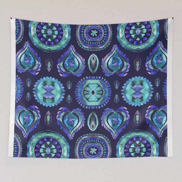Item preview, Suzani watercolor handcrafted	 designed and sold by Alessandro Remo Mazzoni Remotextiles.