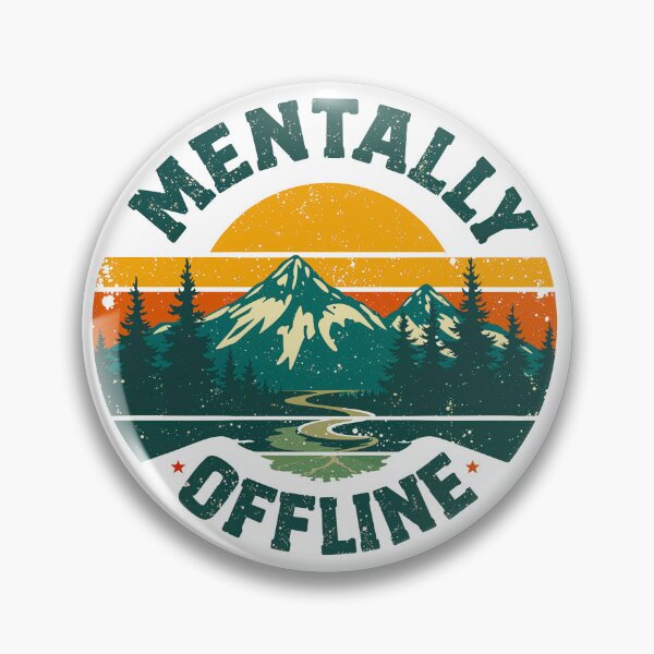 Item preview, Mentally Offline Retro Mountain Sunset | Hiking, Camping & Nature Adventure designed and sold by AngelottiCR.