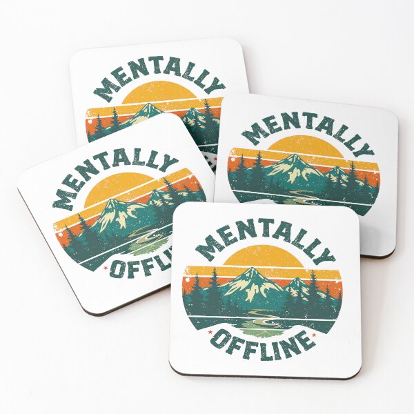 Item preview, Mentally Offline Retro Mountain Sunset | Hiking, Camping & Nature Adventure designed and sold by AngelottiCR.