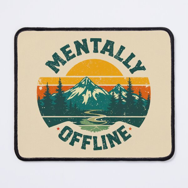 Item preview, Mentally Offline Retro Mountain Sunset | Hiking, Camping & Nature Adventure designed and sold by AngelottiCR.