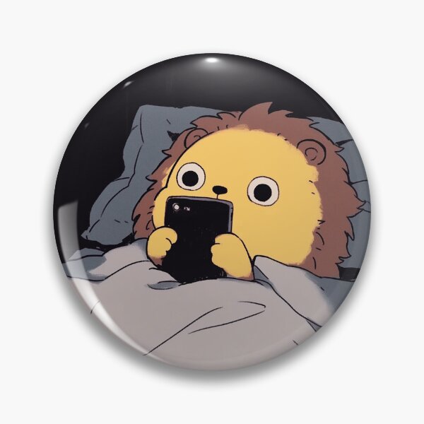 Item preview, Lion playing smart phone, chilling in bed designed and sold by 516 Studio.