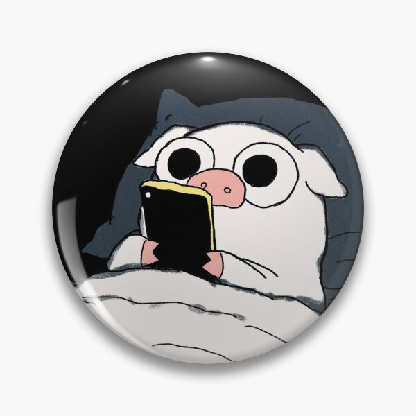 Item preview, Pig playing smart phone, chilling in bed designed and sold by 516 Studio.