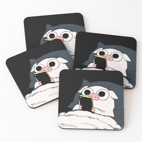 Item preview, Pig playing smart phone, chilling in bed designed and sold by 516 Studio.