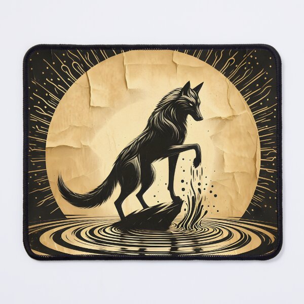 Item preview, Gold Charcoal Jackal on Water, Ai Generated Art designed and sold by ACC .