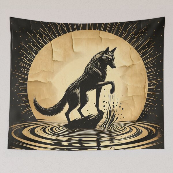 Item preview, Gold Charcoal Jackal on Water, Ai Generated Art  designed and sold by ACC .