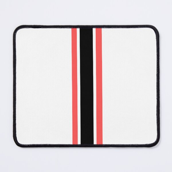 Item preview, Single Stripe with 2 Thick Pinstripes (Black & Red on White) designed and sold by Racing Stripes Only.