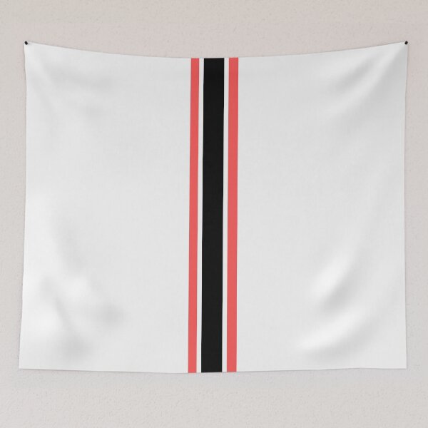 Item preview, Single Stripe with 2 Thick Pinstripes (Black & Red on White) designed and sold by Racing Stripes Only.