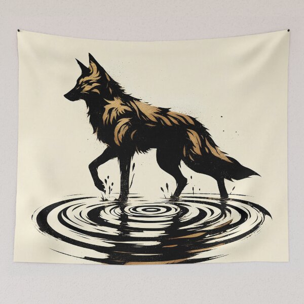 Item preview, Gold Charcoal Jackal on Water, Ai Generated Art  designed and sold by ACC .