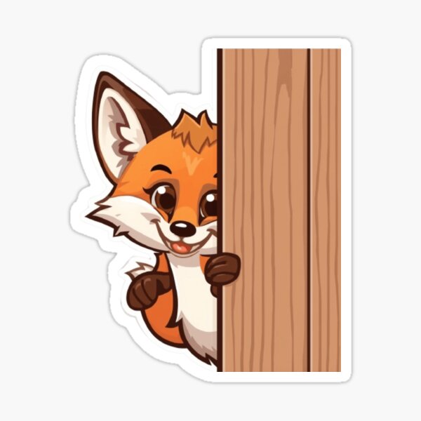 Item preview, Adorable Fox Peeking From Behind Door Sticker designed and sold by abdelski.