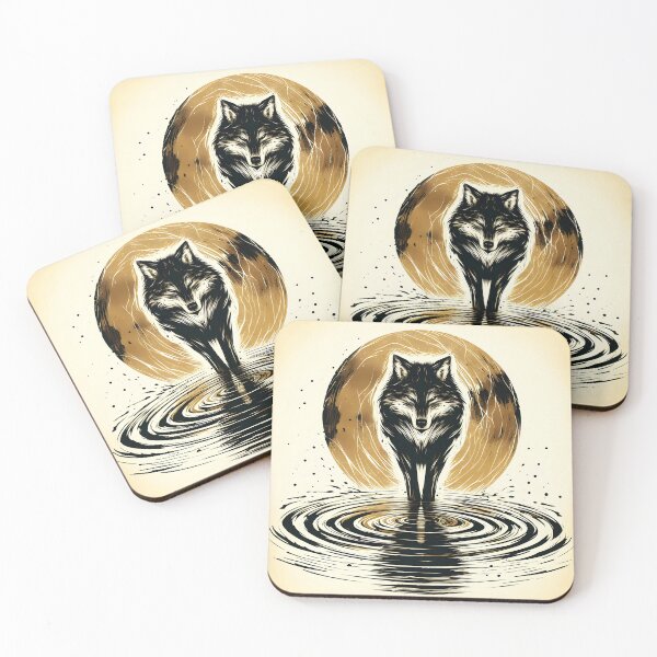 Item preview, Gold Charcoal Jackal on Water, Ai Generated Art  designed and sold by ACC .