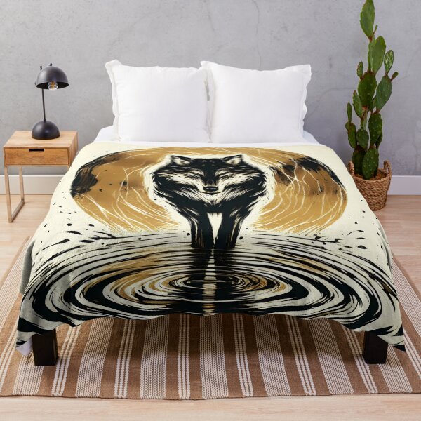 Item preview, Gold Charcoal Jackal on Water, Ai Generated Art designed and sold by ACC .