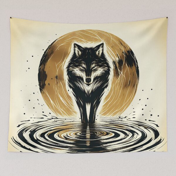 Item preview, Gold Charcoal Jackal on Water, Ai Generated Art  designed and sold by ACC .