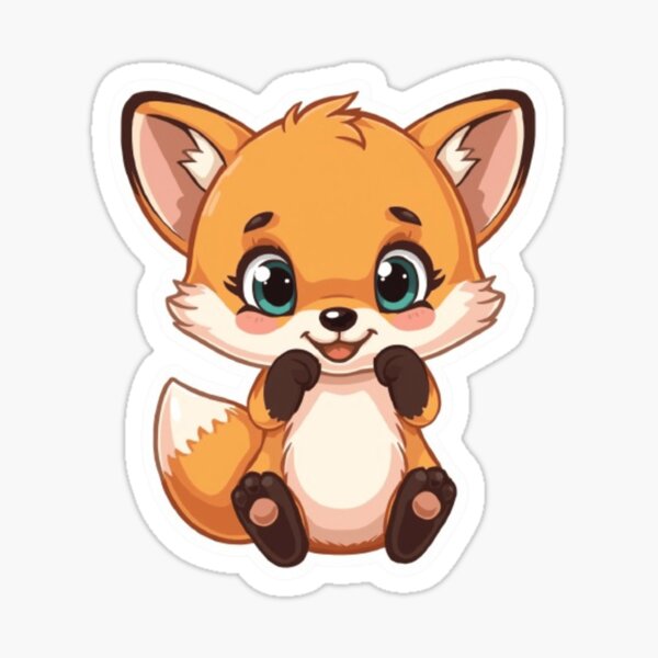 Item preview, Adorable Cartoon Fox Sticker – Playful Kawaii Animal Design designed and sold by abdelski.