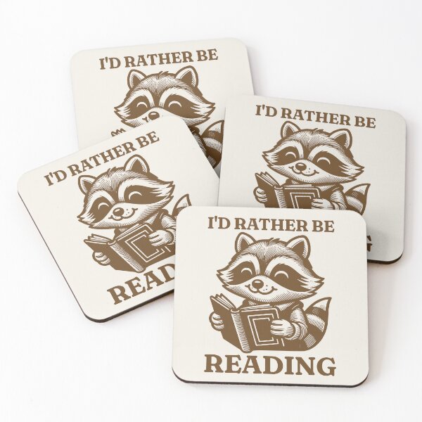 Item preview, I'd Rather Be Reading Book Lover Happy Raccoon designed and sold by KLArtzStore.
