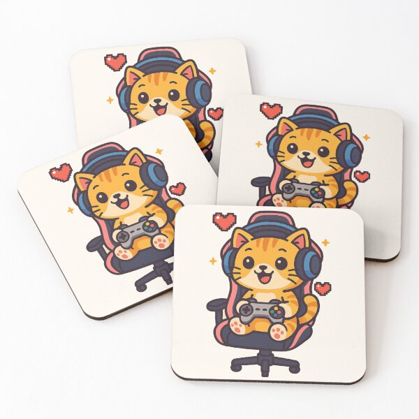 Item preview, Cute Gamer Cat – Funny Video Game Cartoon Design designed and sold by HoopeStylee.