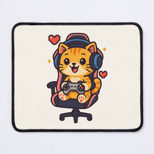 Item preview, Cute Gamer Cat – Funny Video Game Cartoon Design designed and sold by HoopeStylee.